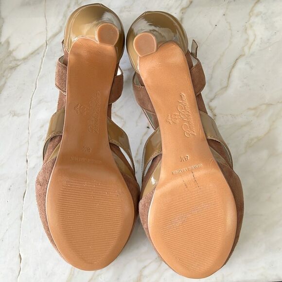 NWOT Brooks Brothers Scarpette leather peep toe shoes in Vernice Beige , size 8 - Picture 8 of 8
